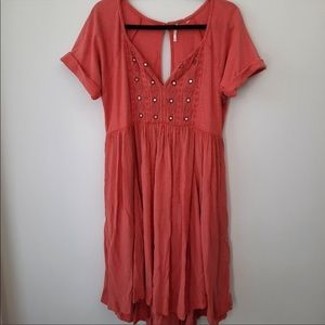Free People Boho Short Sleeve Shirt Dress